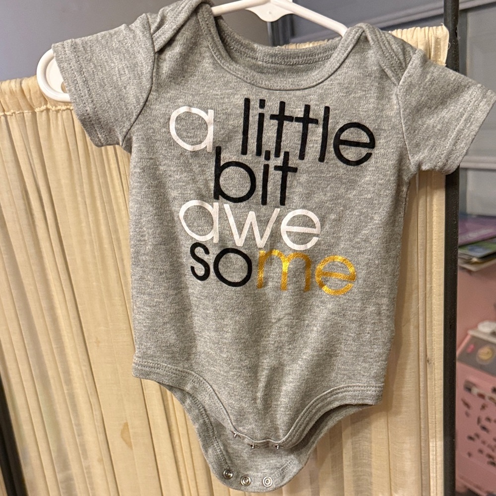 BWA Gray Baby Onesie with Fun Text Design 🩶💕